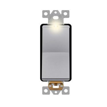 Imagem de LIDER Interruptor De Luz Decorativo 4 Vias Com Acabamento Fosco E Design Minimalista, Balanço Sem Moldura Quatro Vias, Nível Residencial/Comercial, 15 A 120 V/277 V, Certificado Pela Ul, Ls15-4W-Sv,