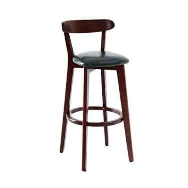 Imagem de GRFIT Cadeira de bar requintada cadeira de bar de madeira moderna simples banco alto encosto cadeira de mesa restaurante ilha banco ajustável bancos de bar (cor: grande)