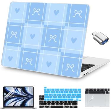 Imagem de Teryeefi Capa para MacBook Pro de 13 polegadas A2338 M2 M1 Chip A2251 A2289 A2159 A1989 A1706 (2025 2024 2023 2022-2016), capa rígida de PC com capa de teclado adaptador tipo C Laço azul 139