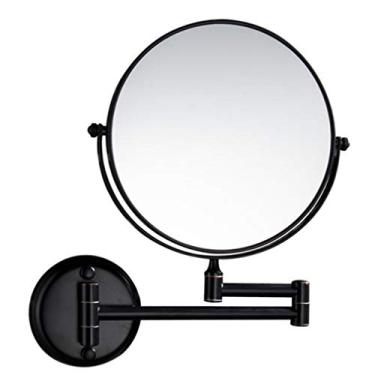 Imagem de Espelho de maquiagem, espelho de banheiro montado na parede de dois lados, ampliação múltipla, espelho de beleza giratório de 360°, espelho cosmético extensível, 20 cm, cobre antigo