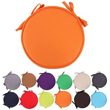 Imagem de Almofadas coloridas para cadeiras internas/externas Almofadas de assento redondas Jardim Pátio Almofadas para casa - Diâmetro 30 cm/38 cm, Capa de almofada para móveis de pátio (laranja, 38cm)