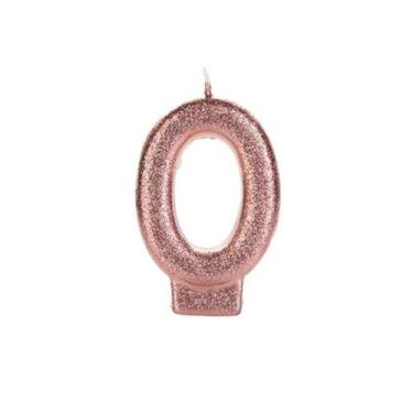 Imagem de VELA BRONZE GLITTER NÚMERO 0 - Decoração para Festas - no-brand