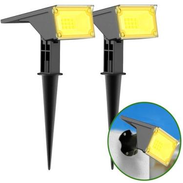 Imagem de Kit 2 Refletor Ecoforce Solar 6 Led 50x Mais Forte Colorida Verde Bran