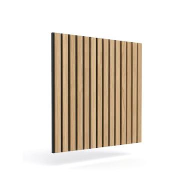 Imagem de Ripado Acústico de Madeira Mdf Clara com Base de Poliuretano Antiruído Ydècory Marrom Claro