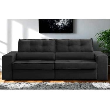 Imagem de Sofá Retrátil e Reclinável 2 lugares 1,70m com Molas Milão Suede Preto