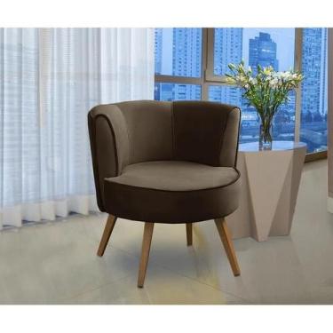 Imagem de Poltrona Para Sala Decorativa Bela Suede Marrom Mirra Decor