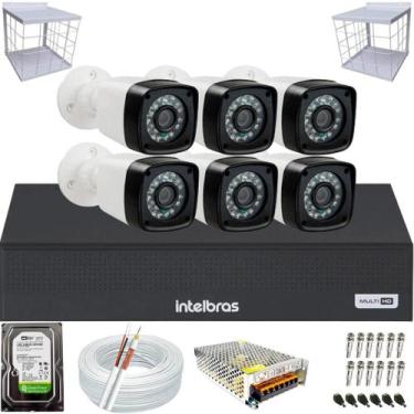 Imagem de Kit 6 Câmeras Multi Hd Dvr Intelbras 8 Canais Com Hd+Grade de proteção