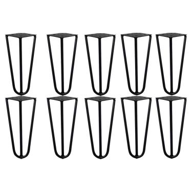 Imagem de Kit 10 Pés de Metal 15 CM Hairpin Legs Mesas de Centro Puffs Preto G41