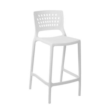 Imagem de Banqueta Alta para Bancada e Cozinha Branca Empilhável Marte em Polipr