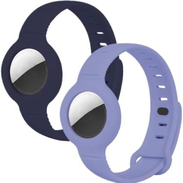 Imagem de Pulseira para crianças Air Tags, pacote com 2, pulseira ajustável de silicone macio à prova de água e à prova de choque, antiperda, rastreador GPS, compatível com etiquetas de ar para crianças para