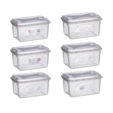 Imagem de Kit 10 Caixas Organizadoras 3 Litros Transparente Pote Com Tampa Com Trava Multiuso Organizador(6 Caixa Organizadora 3 Litros)