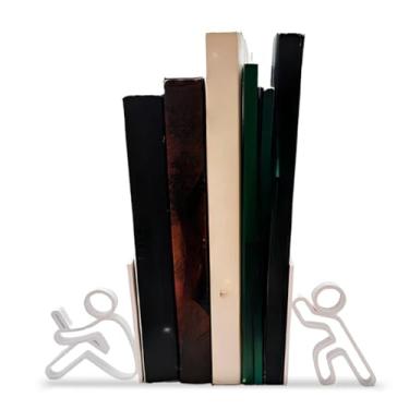 Imagem de Porta Livros Organizador - Suporte e Aparador para Estante, Apoio para Livros Decorativo e Funcional, Estabiliza e Organiza Seus Livros(Branco)