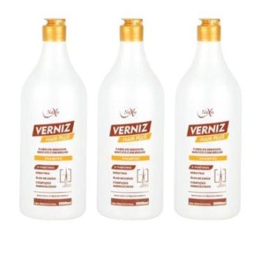 Imagem de Kit 3x Shampoo Verniz Hair Plus Keratina Óleo de Coco 1000ml Naxos-Unissex