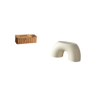 Imagem de Fenteer Combinação de Caixa de Armazenamento Multifuncional E Banco para Organização Doméstica, Trocador de Sapatos com Controle Remoto, Pufe Antiderrapante P