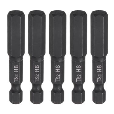 Imagem de Generic 5 peças chave de broca de cabeça hexagonal H8 de 8 mm, ponta plana métrica, haste sextavada de 50 mm (2") de comprimento, magnética, fosfato preto, hexagonal, chave de fenda industrial, brocas