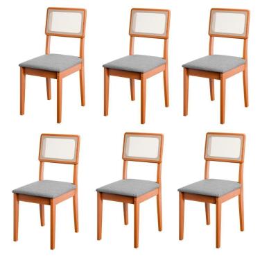 Imagem de Conjunto De 6 Cadeiras De Jantar Santiago Em Tecido Boucle Cinamomo/grafite Boucle Cinamomo/grafite Boucle