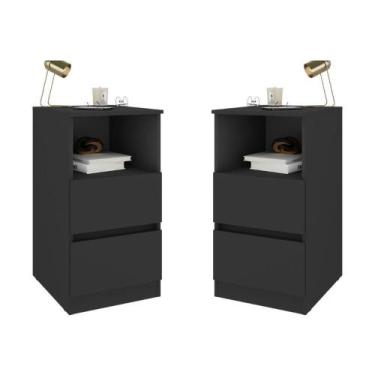 Imagem de Kit 2 Mesas De Cabeceira 38,5cm 2 Gavetas Multimóveis Mp4501 Preto - M