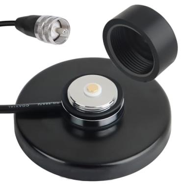 Imagem de Arridioter Base magnética de montagem de antena NMO com conector macho PL259, cabo coaxial de 5 metros, tampa contra poeira para antena de rádio amador HF VHF UHF NMO Mobile Car Truck CB