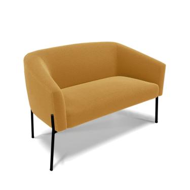 Imagem de Sofá 2 Lugares Namoradeira Pé de Ferro Preto Stella Bouclê  Mostarda D03 - D'Rossi