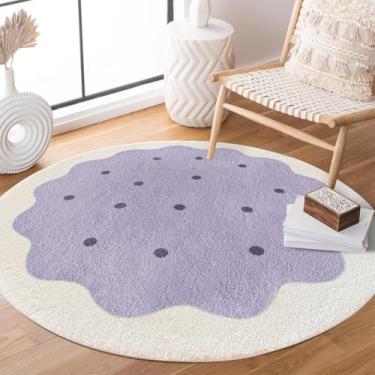 Imagem de Poowe Tapete roxo para quarto de crianças, 100 cm, redondo, lavável, tapete de engatinhar para bebês, meninos, meninas, piso antiderrapante, para sala de estar, quarto, sala de jogos, sala de aula