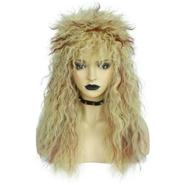 Imagem de Peruca loira destacada em estilo rock ondulado de 65 cm/24 polegadas -