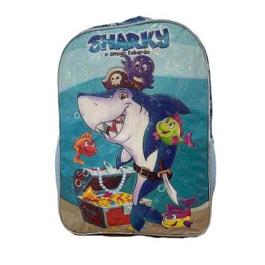 Imagem de Mochila De Costas Infantil Criança Unissex Escolar Shark amigo Tubarão-Unissex