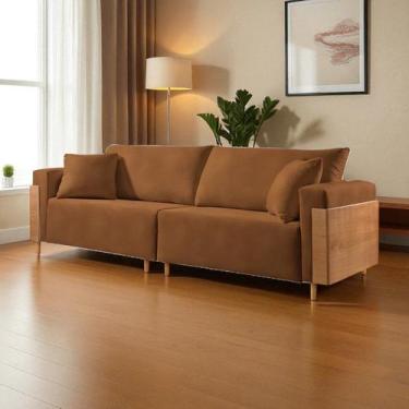 Imagem de Sofá Fixo Heitor 3 Lugares Luxo Pé de Madeira 1,80m Castellar Móbile