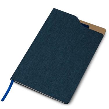 Imagem de Caderno de Anotações com Suporte para Caneta – Capa Dura em Material Reciclável, 80 Folhas Pautadas Bege, Formato A5 (21,3x14,5cm) – Ecológico e Elegante – Não Acompanha Caneta (Azul)