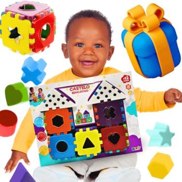 Imagem de Kit De Brinquedos Educativos Bloquinhos Formas de Montar e Encaixar Para Desenvolvimento Cognitivo brincadeira lúdica didática coordenação motora raciocínio lógico criança 2 anos