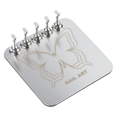 Imagem de predolo Suporte para Prática de Unhas Acrílicas, Base de Prática, Acessórios para Salão de Beleza, Suporte Profissional e Versátil para Unhas Postiças, Borboleta Prateada