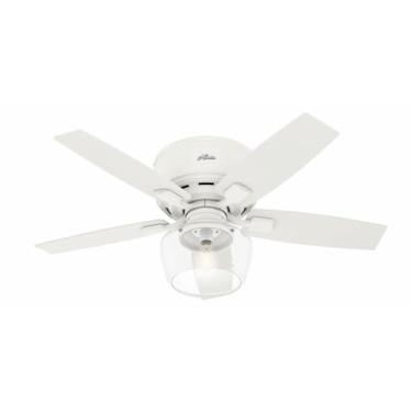 Imagem de Hunter Ventilador de teto interior baixo perfil Bennett com luz LED e controle remoto, 44", branco fosco