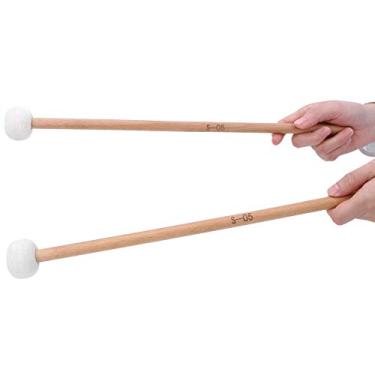 Imagem de Yinhing Baqueta para Martelo, 2 Peças, Baqueta para Timpani Snare Com Madeira Sólida, Feltro Branco, Dureza Média, Cabeça Elíptica