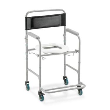 Imagem de Cadeira De Banho Higiênica Dellamed Dobrável Até 100 Kg Preto E Cinza 