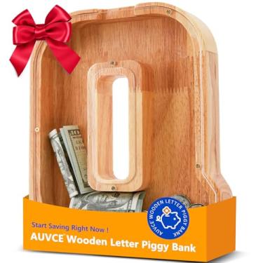 Imagem de Cofrinho de madeira para crianças, cofrinho inicial para meninos e meninas, primeiro nome personalizado cofrinho para aniversário meninos meninas presente cofrinho para crianças (madeira, S9-Q)