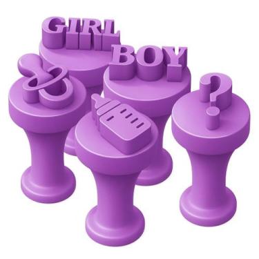 Imagem de Kit Carimbo Marcador Brigadeiros CHA REVELAÇÃO MENINO OU MENINA Molde 