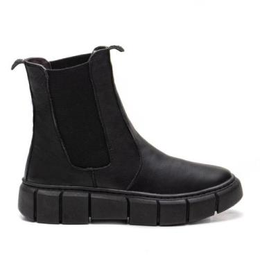 Imagem de Bota Coturno Couro Masculino Elástico Moderno Resistente Dia a Dia Con