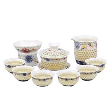 Imagem de Conjunto de chá xícaras de chá conjunto de bule de chá chinês conjunto de xícaras de chá de cerâmica conjunto de 9 peças de bule de chá pode ser usado para família conjunto de xícaras de chá da tarde