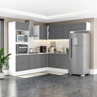 Imagem de Cozinha Completa 8 Peças Com Rodapé Pérola Yescasa Cinza-branco