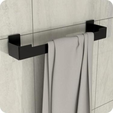 Imagem de Porta Toalha Rosto Adesivo Suporte Banheiro Preto ELG - MetalCromo