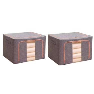 Imagem de Caixa Organizadora Roupas Brinquedos Lençol Edredom Guarda Roupa Dobrável Visor Transparente 66L(CINZA kti2)