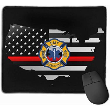 Imagem de EMT Fire refighter Maltese Cross Decal Thin Red Line Flag Mouse Pad Antiderrapante Gaming Mouse Pad para Trabalhar, Jogos e Outros Entretenimentos, 19,8 x 24 cm