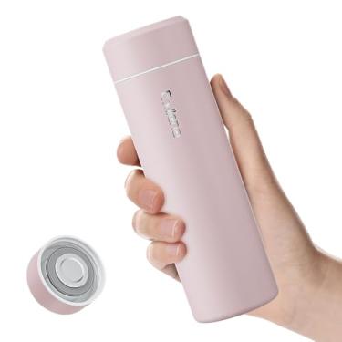 Imagem de 【Atualizado】Garrafa de água isolada pequena Exllena 350 ml – Mini garrafa de água isolada para bebidas quentes e frias, pequena garrafa de água perfeita para viagens, bolsa... (rosa)
