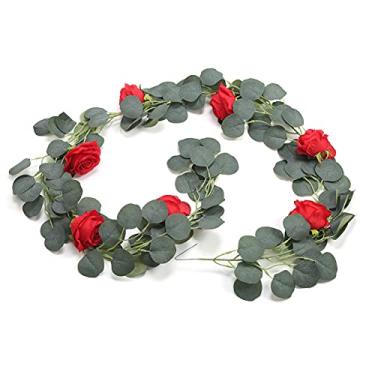 Imagem de Guirlanda falsa de flores de seda artificial, videiras realistas, guirlanda de videira para decoração de festa de casamento, fio de ferro de plástico, flor de seda, 185 cm, 1 peça