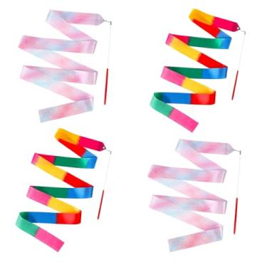 Imagem de guduling 4 varinhas dançantes de fita, fita de ginástica rítmica de 200 cm, fitas de dança giratórias para crianças, meninas, adultos, shows de talentos, treinamento artístico de dança (segmento de