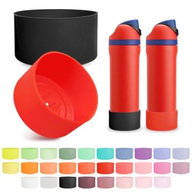 Imagem de Kaitiaki 2 peças de bota de silicone para garrafa de água FreeSip Owala 680 g, capa inferior antiderrapante resistente a arranhões, acessórios de garrafas esportivas protetoras, livre de BPA (vermelho