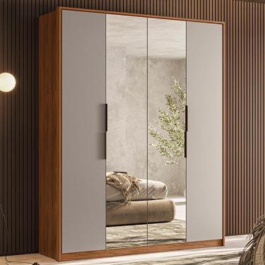 Imagem de Guarda Roupa Casal 4 Portas Com Espelho E 3 Gavetas Attore - Nogueira-nude Prime Tx