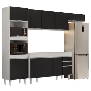 Imagem de Armário De Cozinha Modulada 4 Peças Cp10 Balcão Branco-preto - Lumil