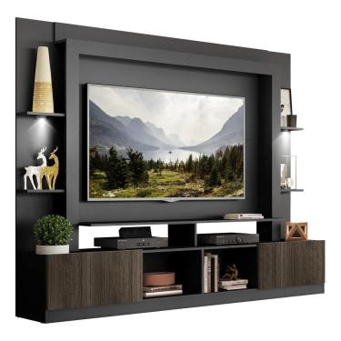 Imagem de Estante Tv 65" Com Leds Berlim Multimóveis V3392 Preta/Tenerife Preto/Tenerife