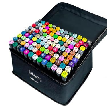 Imagem de SALAHEYO Conjunto de marcadores de álcool com base de 120 cores para adultos, pintura, coloração, esboço, quadrinhos, ilustração - recarregável