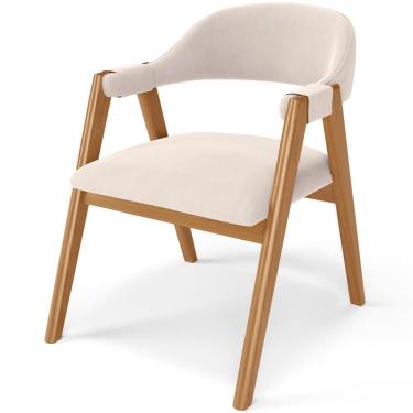 Imagem de Cadeira De Jantar E Estar Living Estofada Nadja L02 Suede Bege